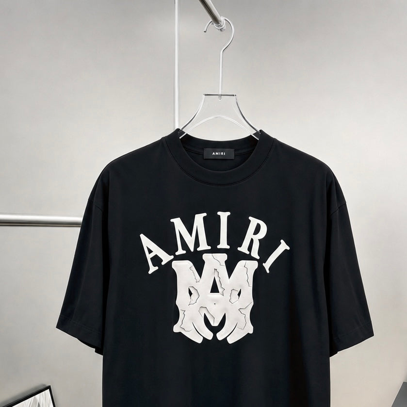 AMIRI Cracked MA Logo Graphic Short‑Sleeve Tee