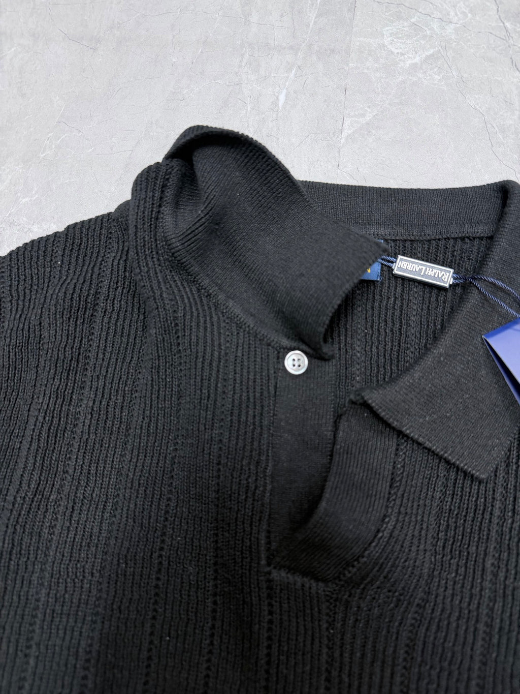 Ralph Lauren Men's Rib‑Knit Johnny Collar Short‑Sleeve Polo Shirt