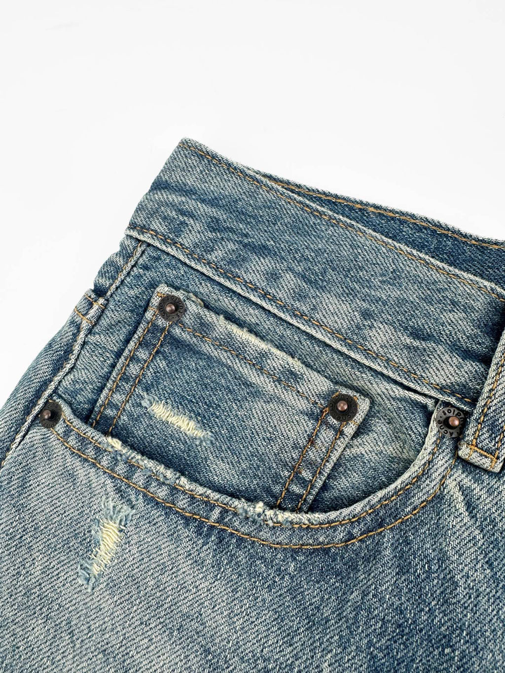 Acne Studios Distressed Flared Leg Vintage Wash Denim Jeans