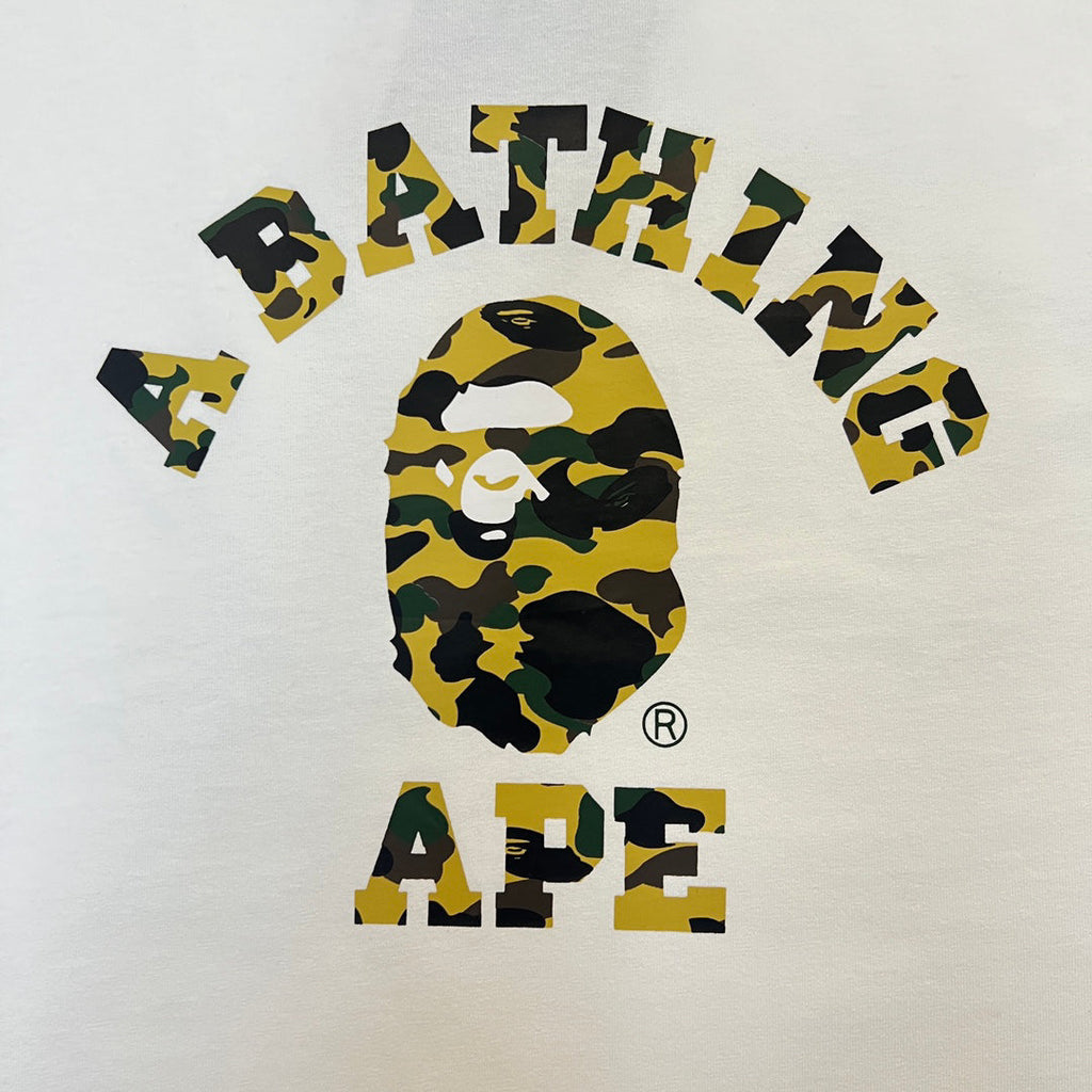 BAPE College Logo Yellow & Green Camo Oversized Unisex T-Shirt