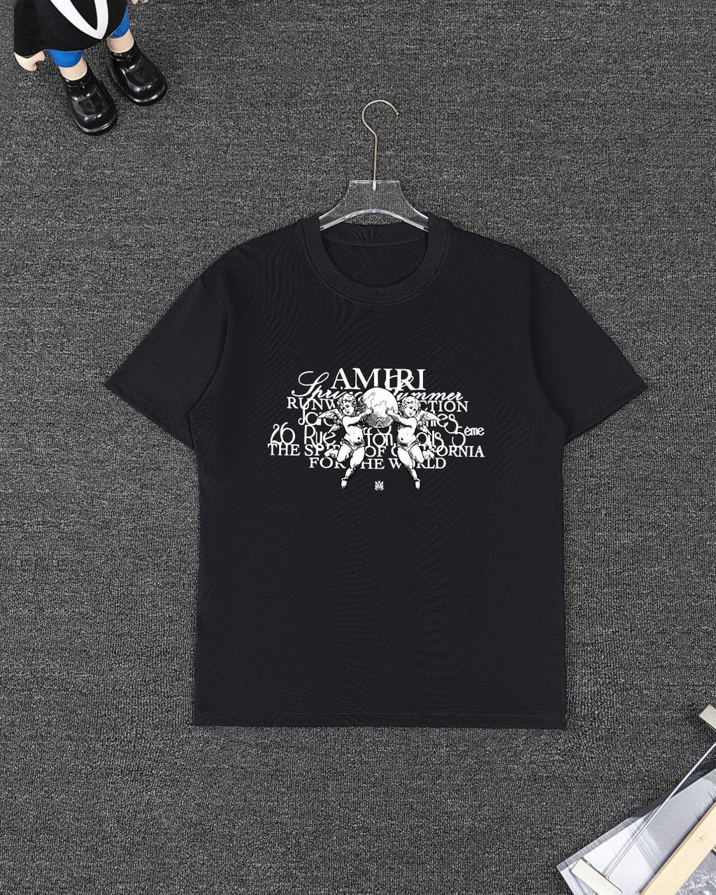 Amiri Angel Art Graphic Short‑Sleeve T‑Shirt & Drawstring Shorts Two‑Piece Set