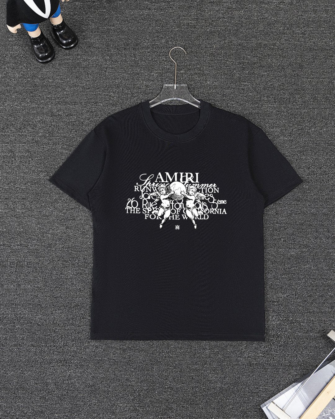 Amiri Angel Art Graphic Short‑Sleeve T‑Shirt & Drawstring Shorts Two‑Piece Set