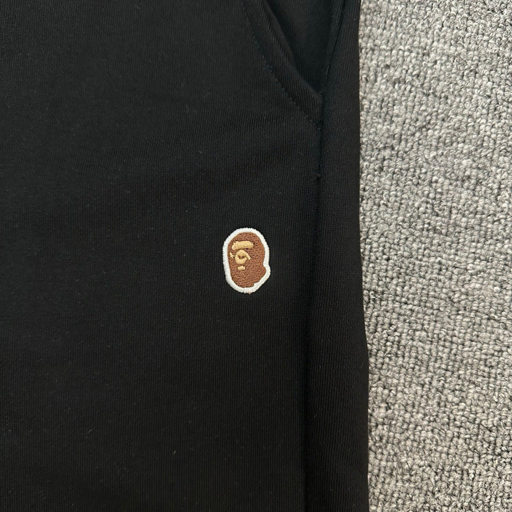 A Bathing Ape SS25 Gold Ape Head Woven Patch Shorts - Black