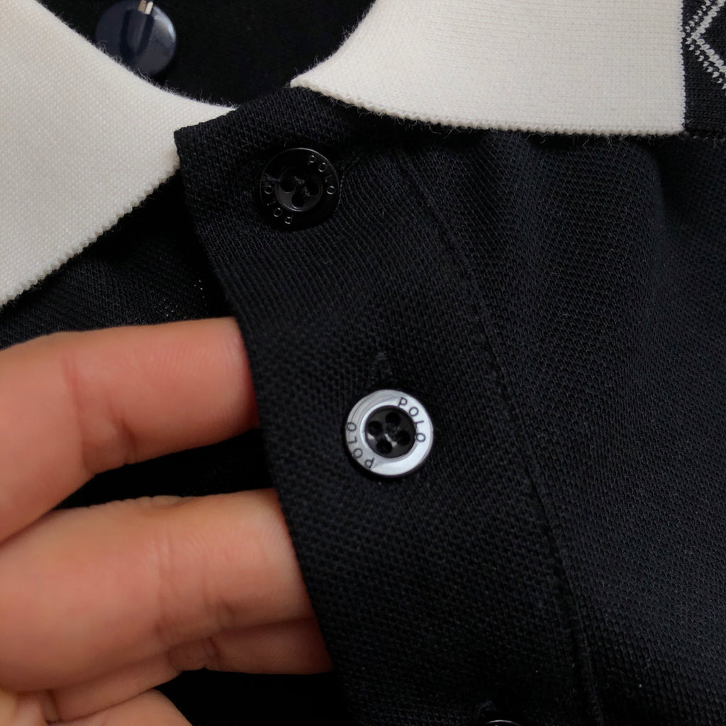 Men's Short‑Sleeve Polo Shirt, Contrast Collar & Trim With White Pony Embroidery