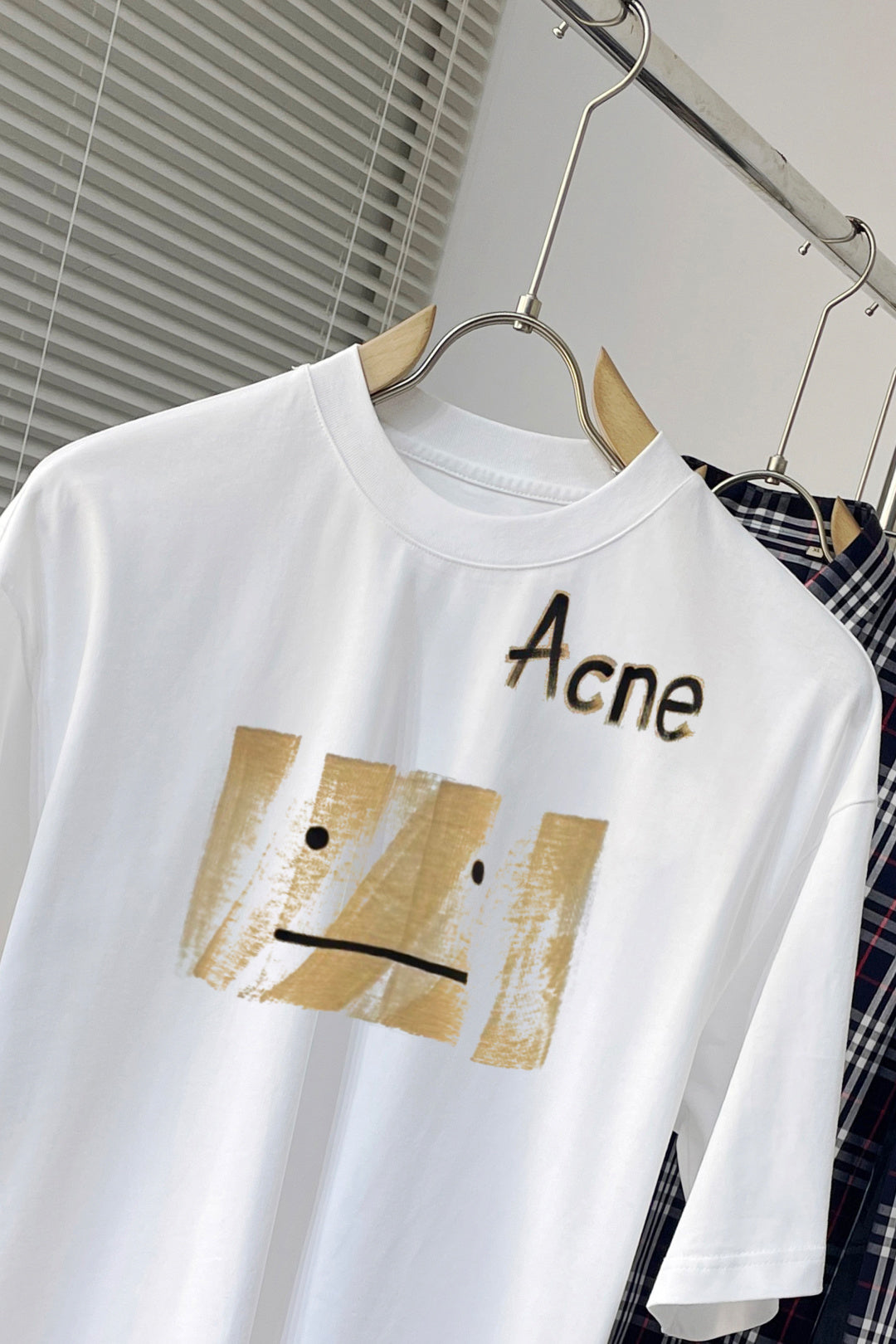 Acne Studios Brush‑Stroke Face‑Graphic Short‑Sleeve T‑Shirt