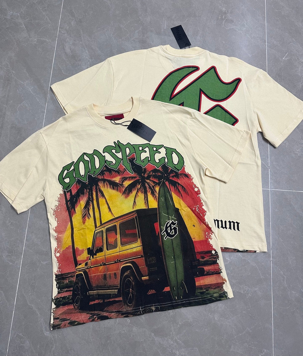 Godspeed Beach SUV Surfboard Short Sleeve Tee (Cream Yellow)