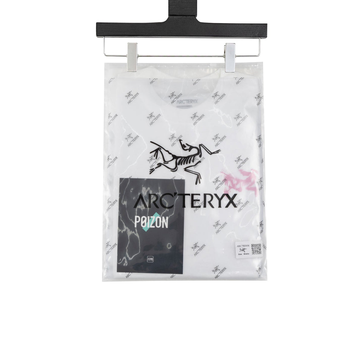 Arc'teryx Distressed Bird Logo Front & Grid Graphic Back Crew Neck Short‑Sleeve T‑Shirt, Unisex Relaxed Fit Tee