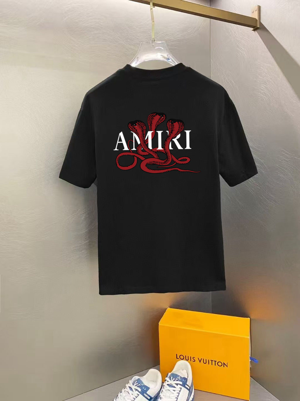 Amiri Decorative Script Chest Graphic Crew‑Neck Short‑Sleeve T‑Shirt