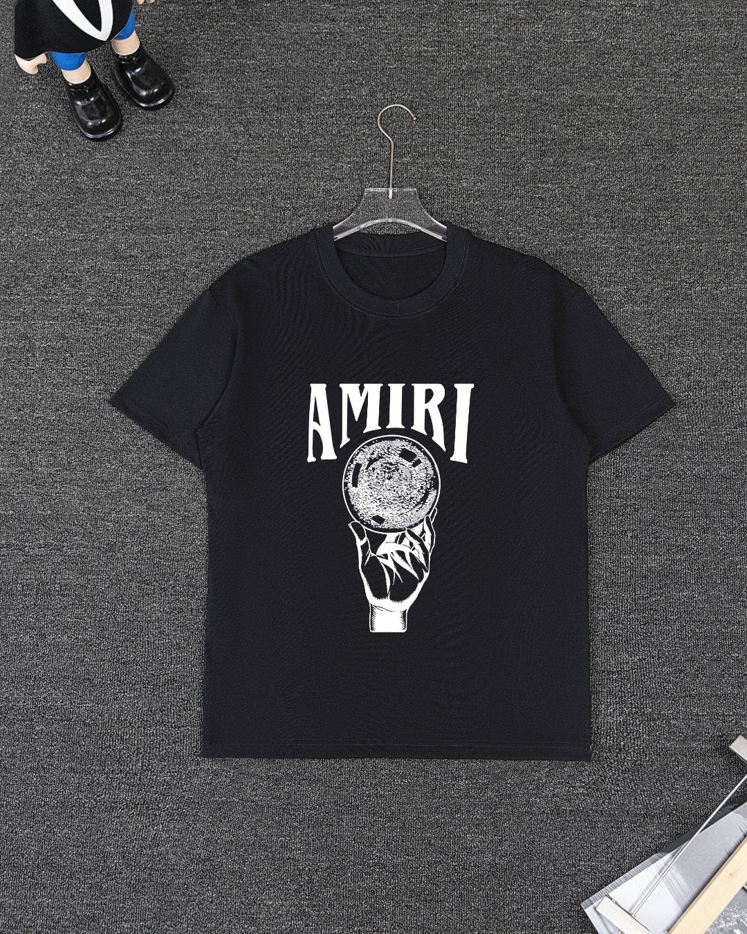AMIRI Crystal‑Ball‑Hand Graphic Short‑Sleeve Tee & Drawstring Shorts Set