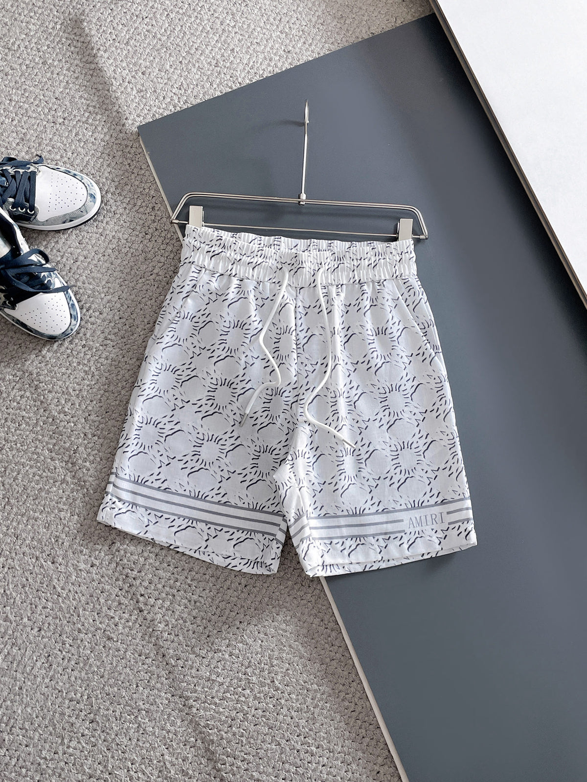 AMIRI All‑Over Print Short‑Sleeve Button‑Up Shirt & Drawstring Shorts Two‑Piece Summer Set