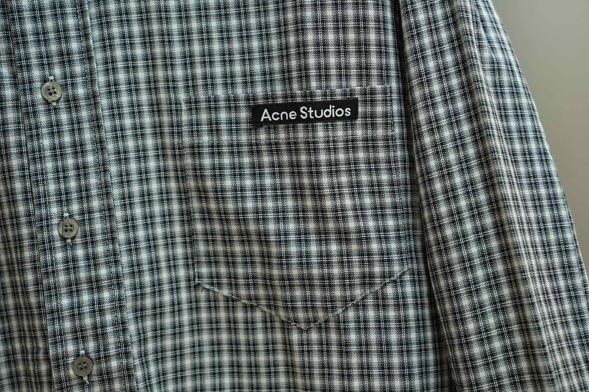 Acne Studios Check Patch‑Pocket Long‑Sleeve Button‑Down Shirt