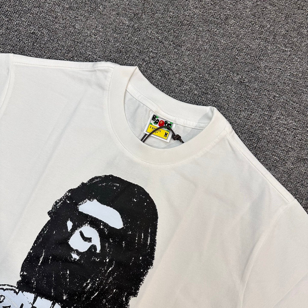 BAPE FW25 Hand-Drawn Graffiti Ape Head T-Shirt - White / Black