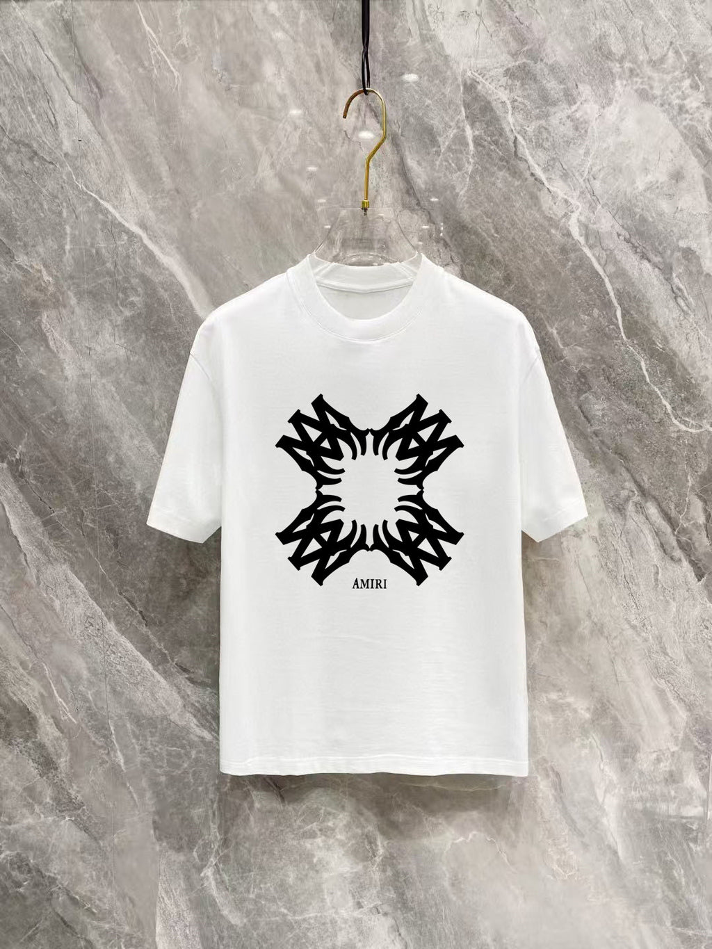 AMIRI Quatrefoil MA Symmetric Graphic Short‑Sleeve Tee