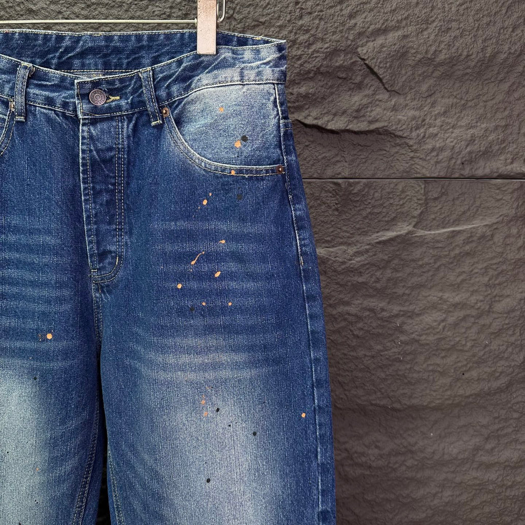 Acne Studios Paint‑Splatter Distressed Straight‑Leg Jeans