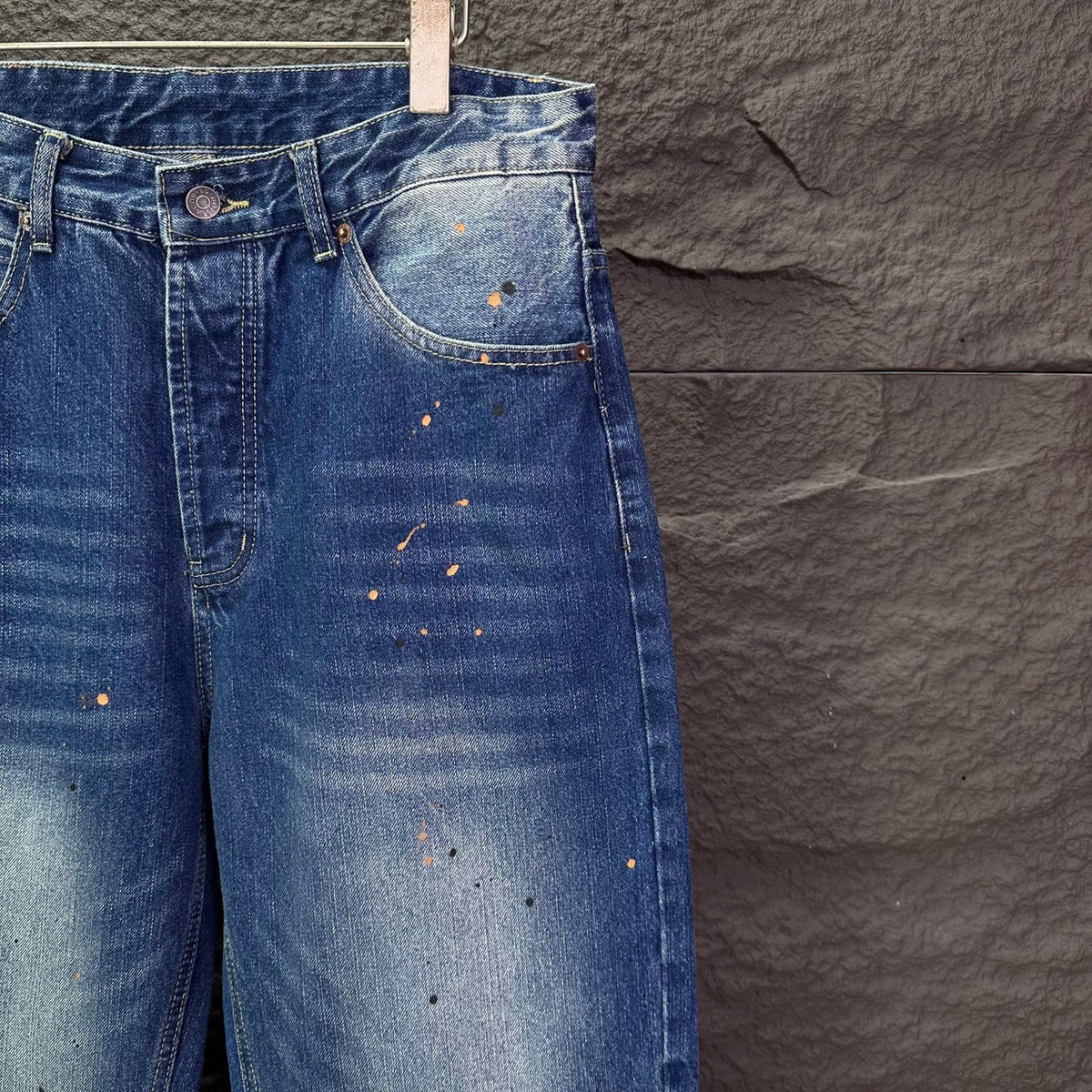 Acne Studios Paint‑Splatter Distressed Straight‑Leg Jeans