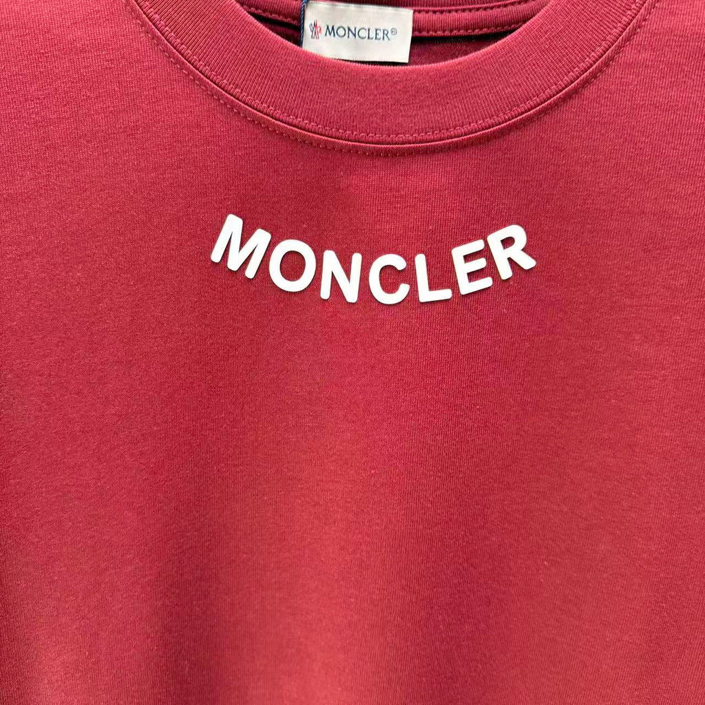 Moncler Lettering Logo T-Shirt Burgundy
