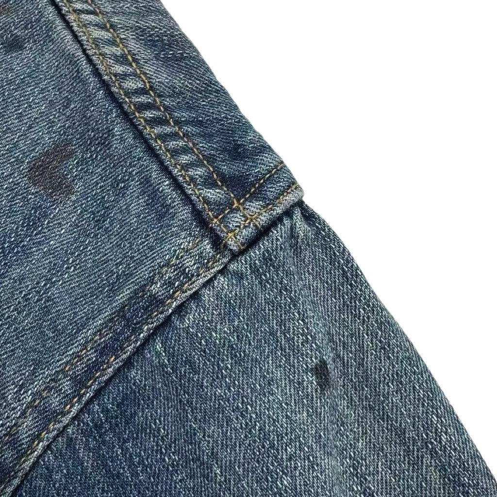 Acne Studios Paint‑Splatter Washed Denim Oversized Long‑Sleeve Shirt‑Jacket