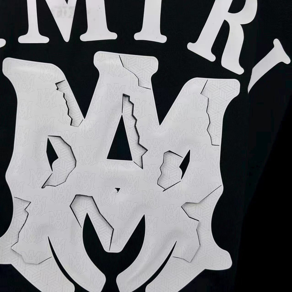 AMIRI Cracked MA Logo Graphic Short‑Sleeve Tee