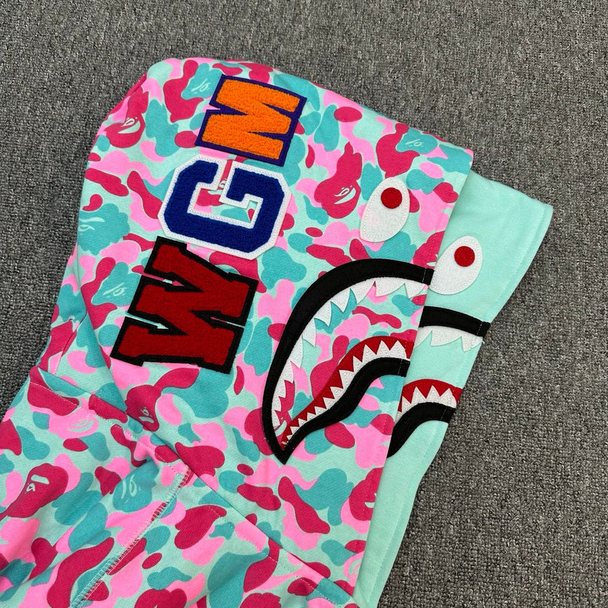 BAPE Miami 4th Anniversary WGM Shark Full-Zip Double Hood Hoodie — Miami ABC Camo