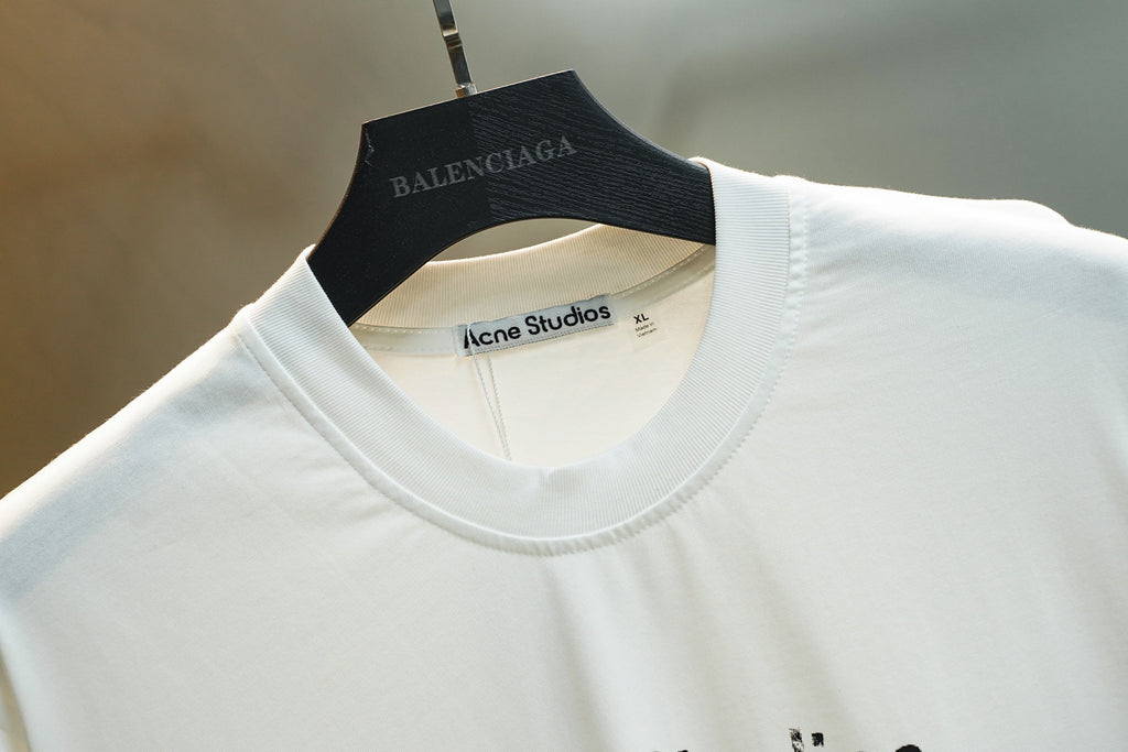 Acne Studios Stockholm 1996 Distressed Text‑Print Crew‑Neck Short‑Sleeve T‑Shirt