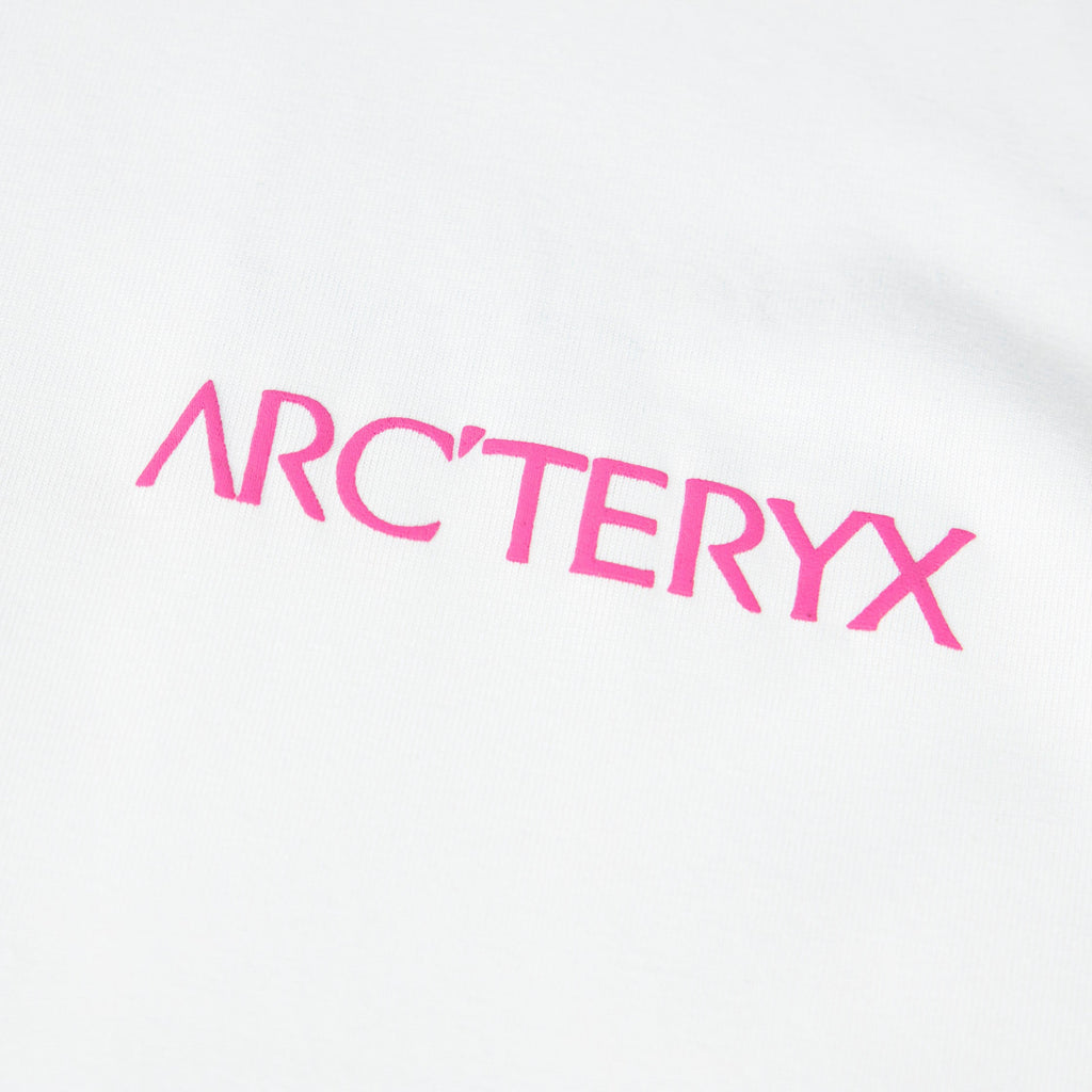 Arc'teryx Pink Chest Wordmark & Back Multi-Label Skeleton Bird Unisex T-Shirt