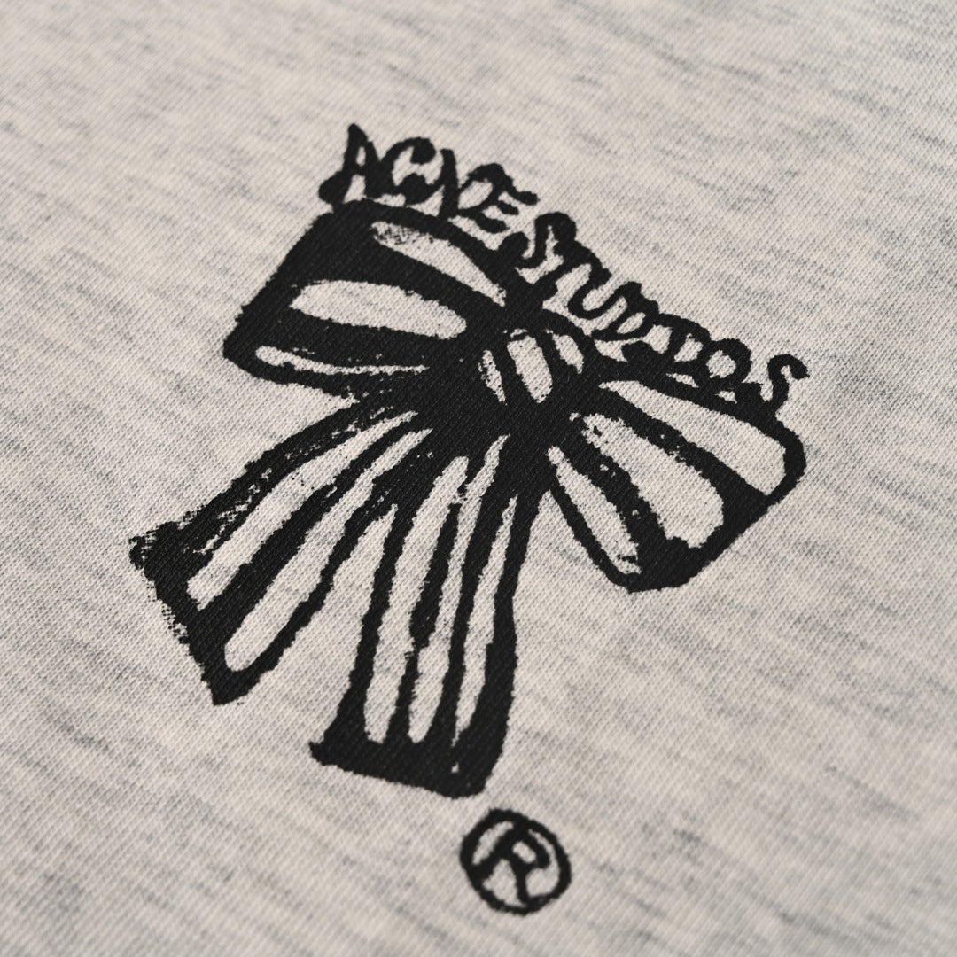 Acne Studios Bow‑Graphic Heather‑Grey Oversized Crew‑Neck T‑Shirt
