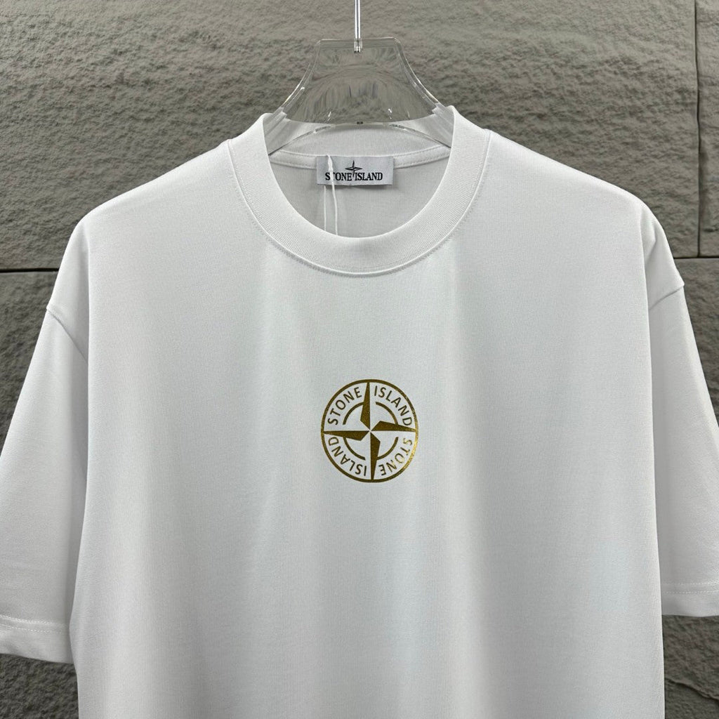 Stone Island Spring–Summer 2026 T-Shirt - Gold Foil Compass Badge at Centre Chest