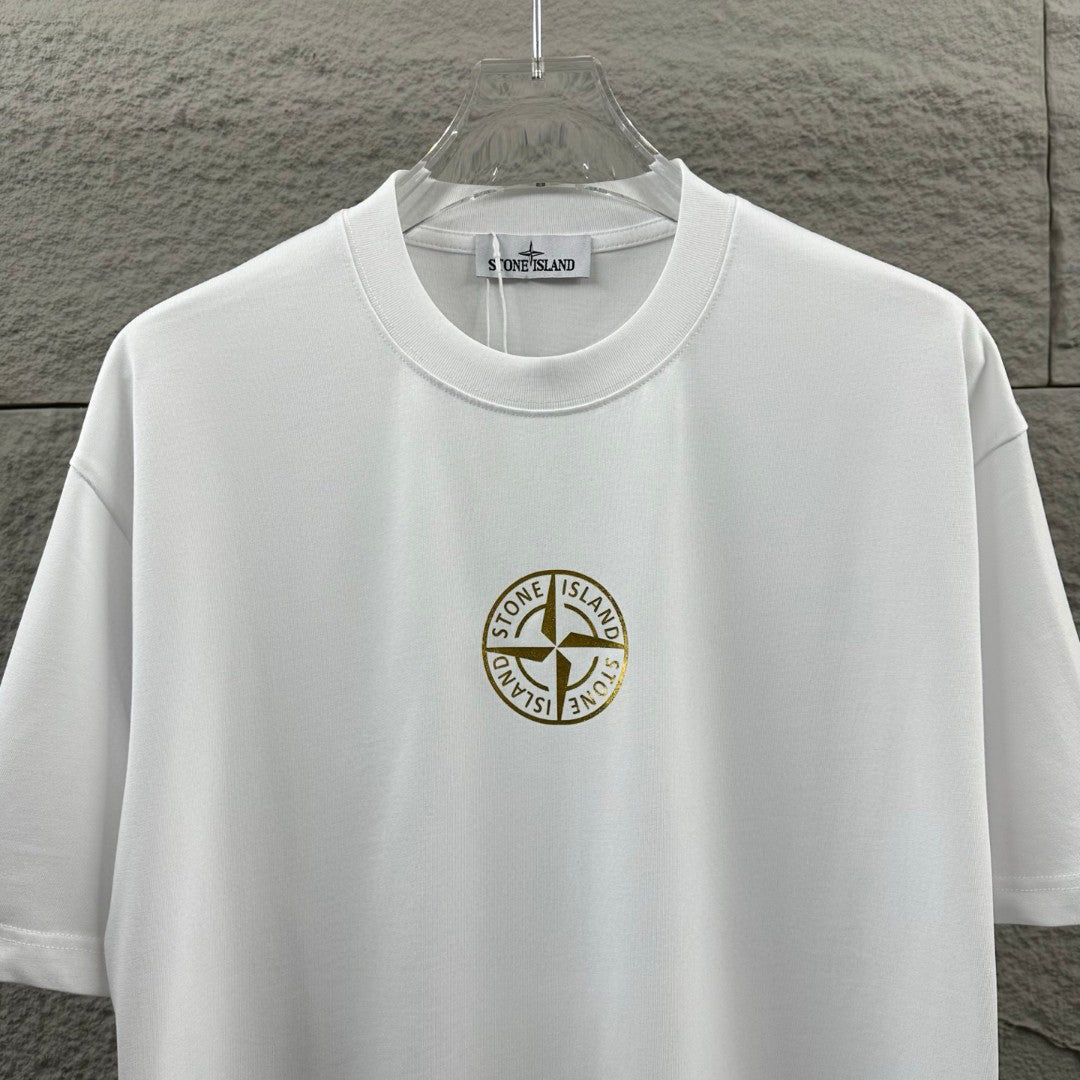Stone Island Spring–Summer 2026 T-Shirt - Gold Foil Compass Badge at Centre Chest