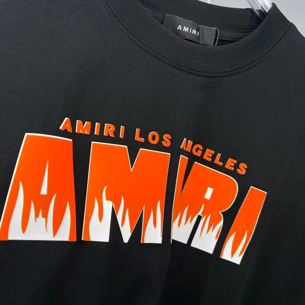 AMIRI Los Angeles Flame Logo Graphic Short‑Sleeve Tee