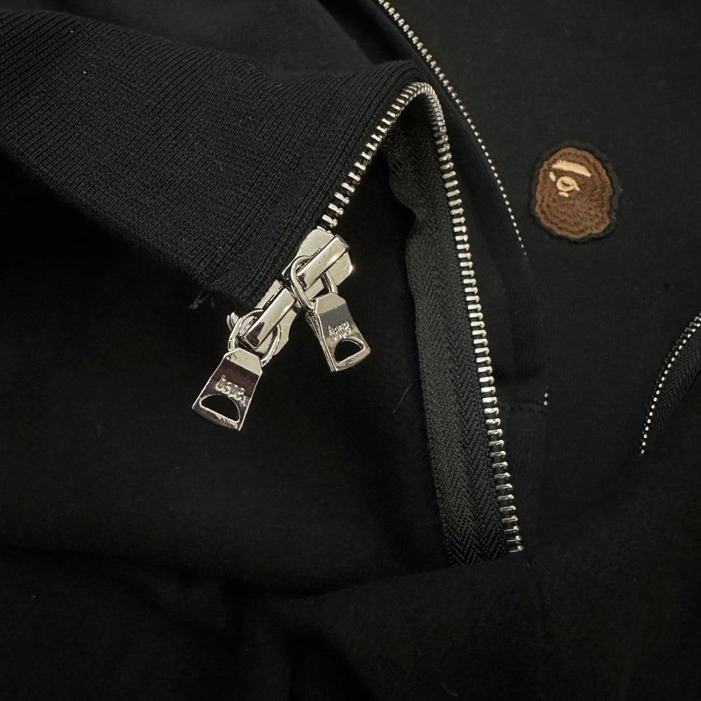BAPE A Bathing Ape FW24 Ape Head Badge Full-Zip Hoodie — Black