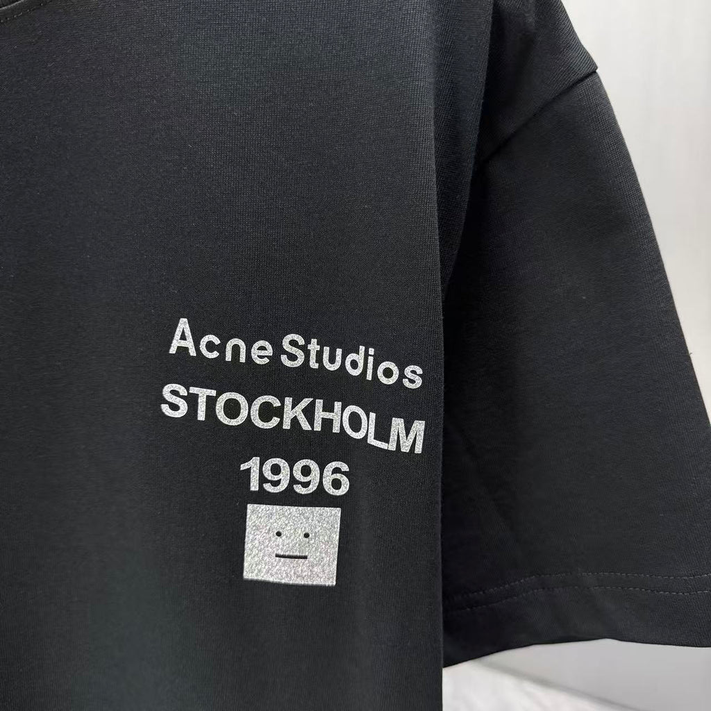 Acne Studios Stockholm 1996 Square‑Face Graphic Crew‑Neck Short‑Sleeve T‑Shirt