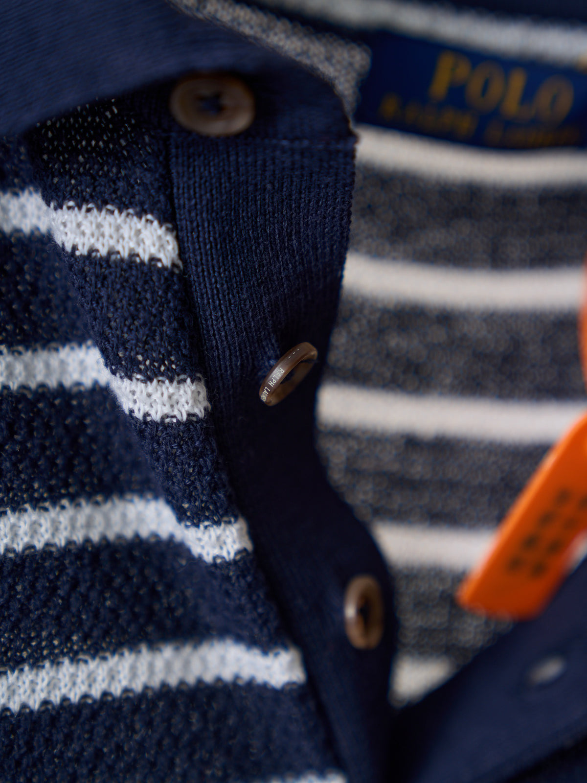 Polo Ralph Lauren Men's Striped Knit Short‑Sleeve Polo Shirt, Blue Pony Embroidery