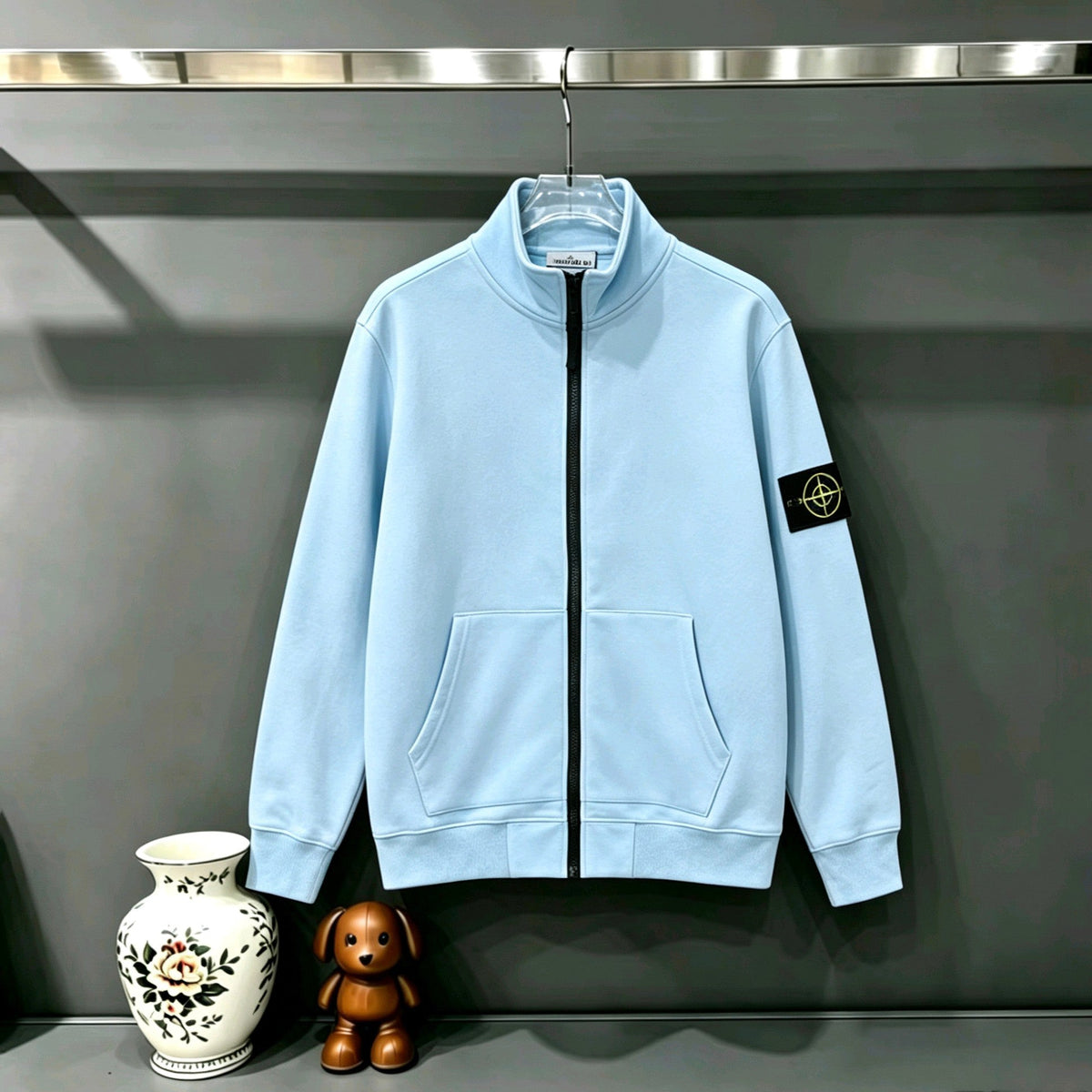Stone Island Classic Compass Badge Full-Zip Stand Collar Sweatshirt Jacket