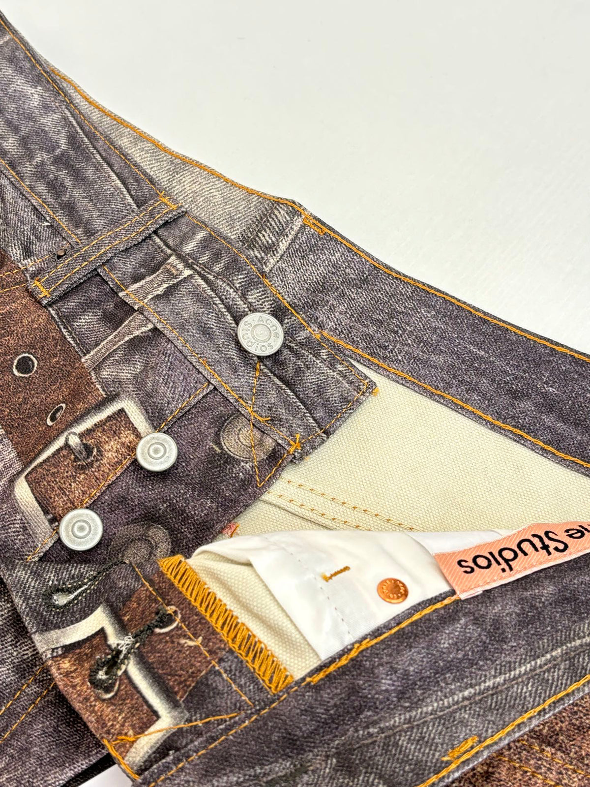 Acne Studios Multi‑Texture Washed Wide‑Leg Jeans