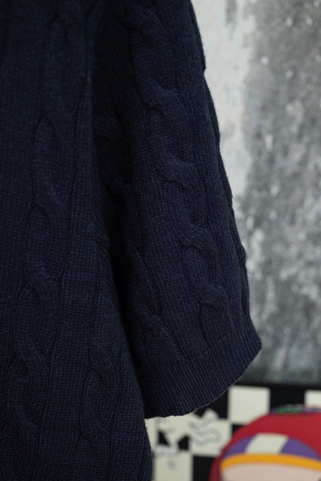 Men's Cable Knit Short‑Sleeve Collared Polo Top, Red Rider Chest Embroidery