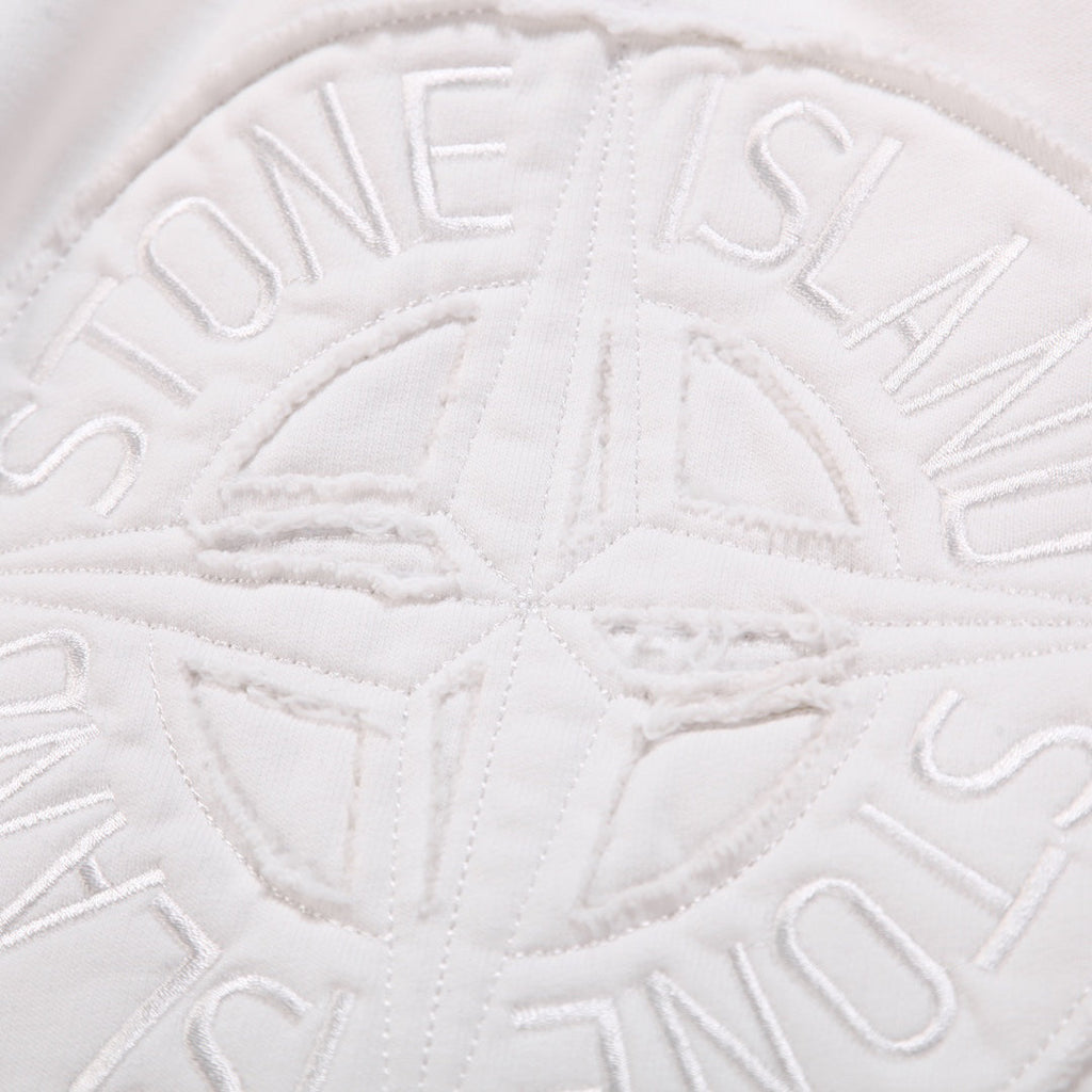 Stone Island Washed Cotton Fleece Shorts with Tonal Embroidered Compass Badge and Raw Cut Hem