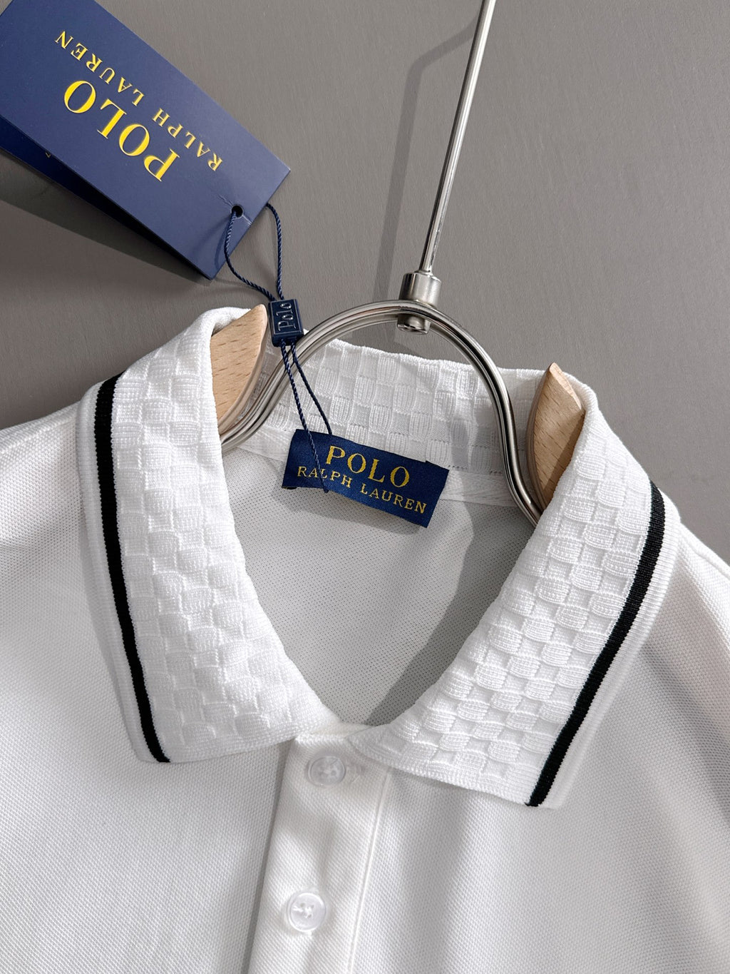 Ralph Lauren Men's Waffle‑Collar Contrast‑Trim Short‑Sleeve Polo Shirt With Black Pony Logo
