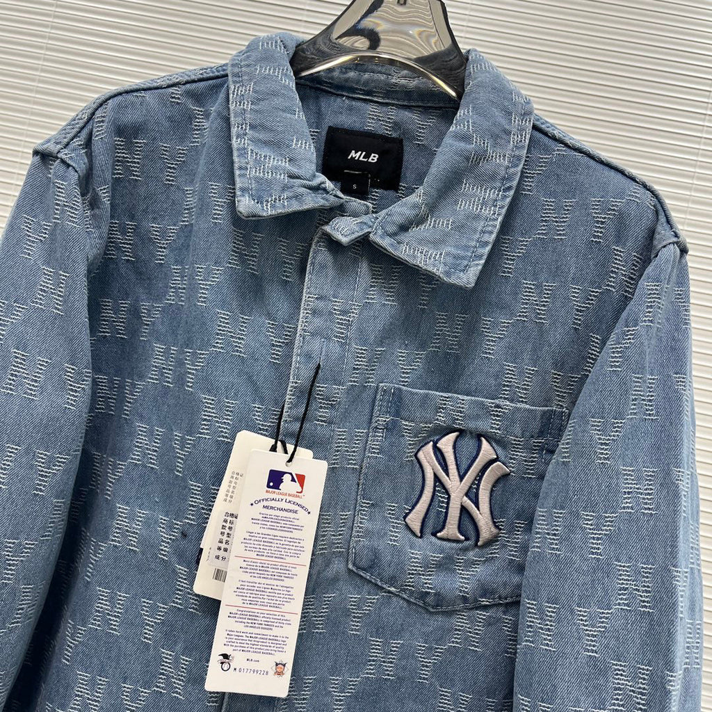 NY Yankees All-Over Monogram Denim Shirt Jacket