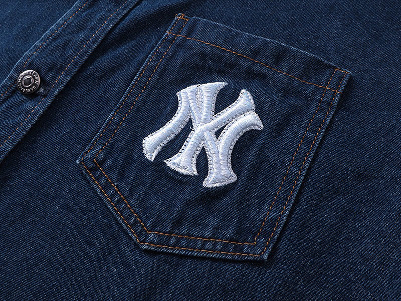 NY Yankees Monogram Fill Back Logo Denim Shirt Jacket
