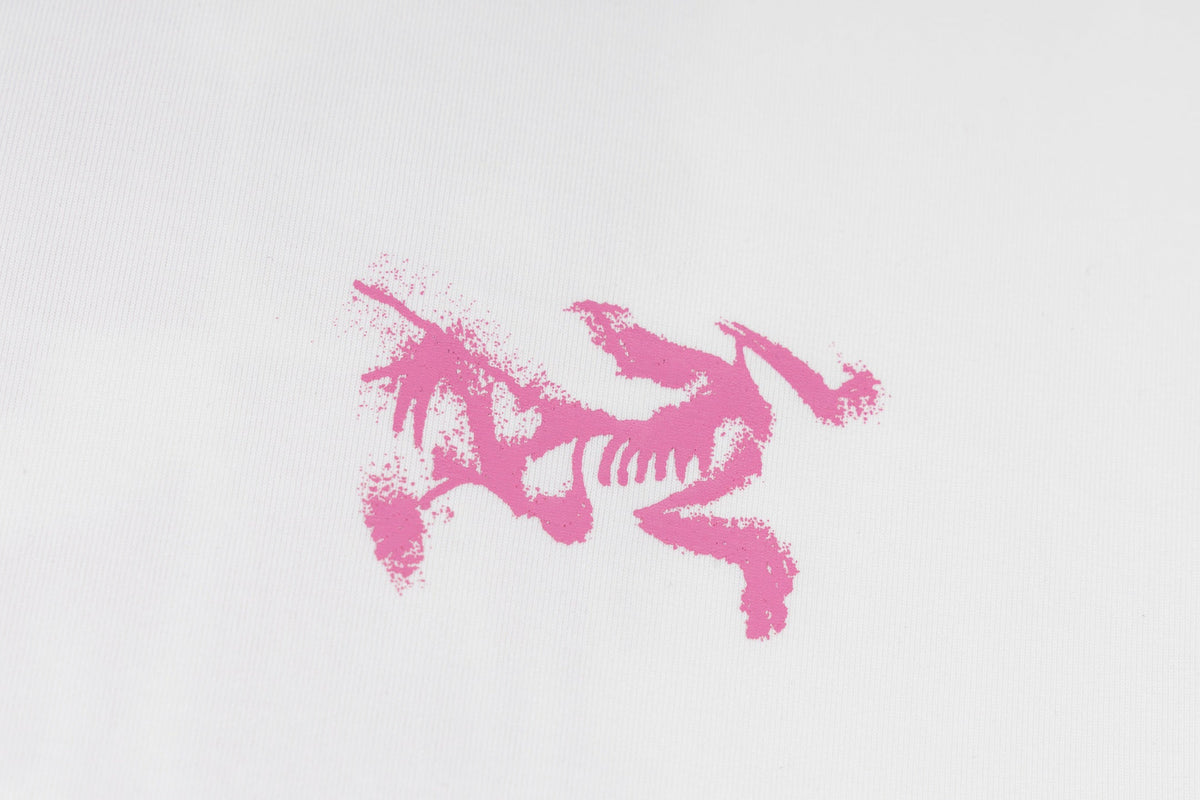 Arc'teryx Distressed Bird Logo Front & Grid Graphic Back Crew Neck Short‑Sleeve T‑Shirt, Unisex Relaxed Fit Tee