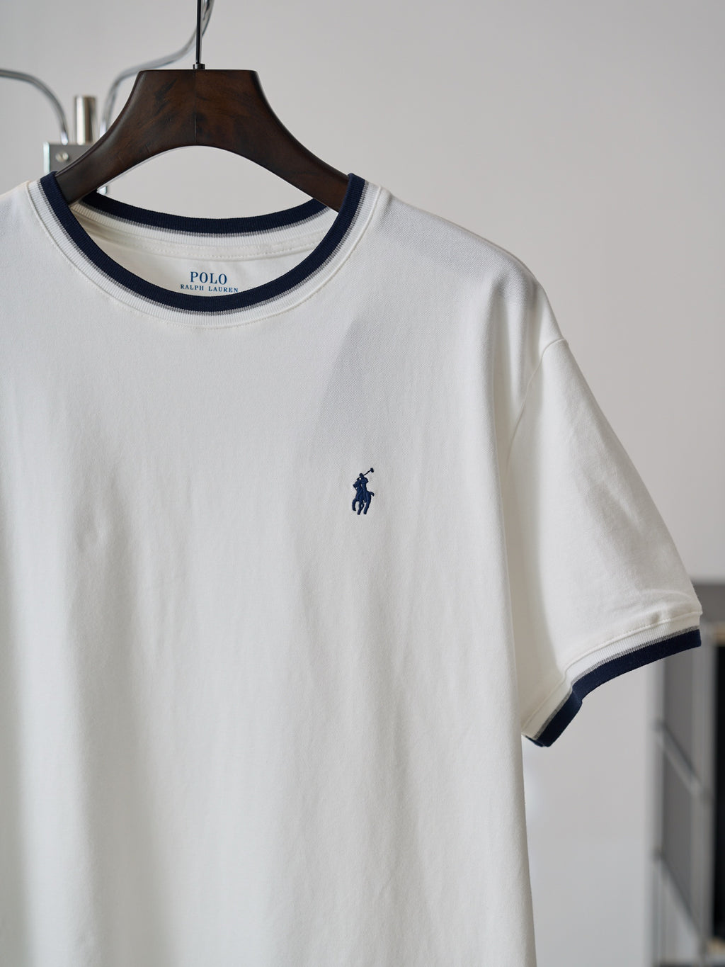 Ralph Lauren Men's Contrast‑Trim Crew‑Neck Short‑Sleeve T‑Shirt, Navy Pony Embroidery