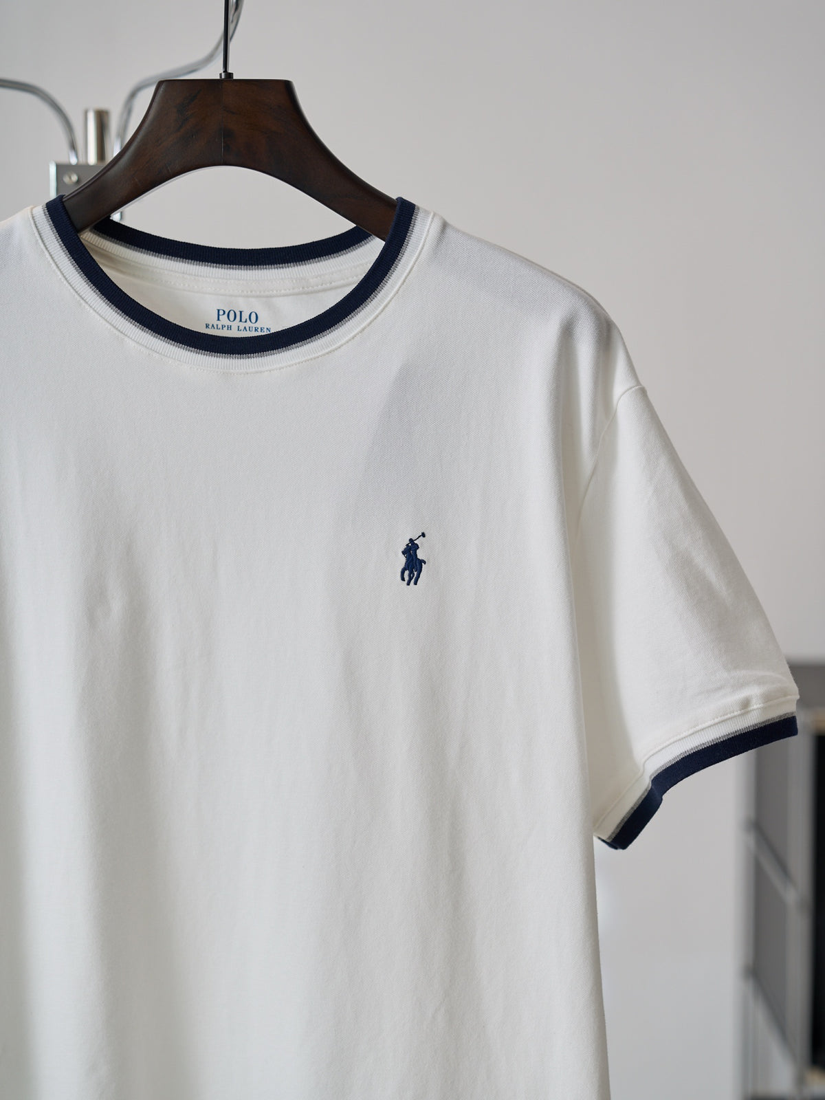 Ralph Lauren Men's Contrast‑Trim Crew‑Neck Short‑Sleeve T‑Shirt, Navy Pony Embroidery