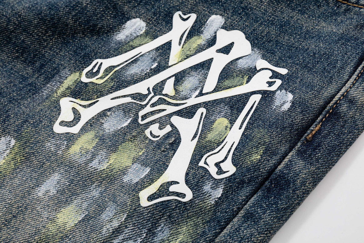 AMIRI Bone MA Logo Vintage Wash Baggy Denim Jeans