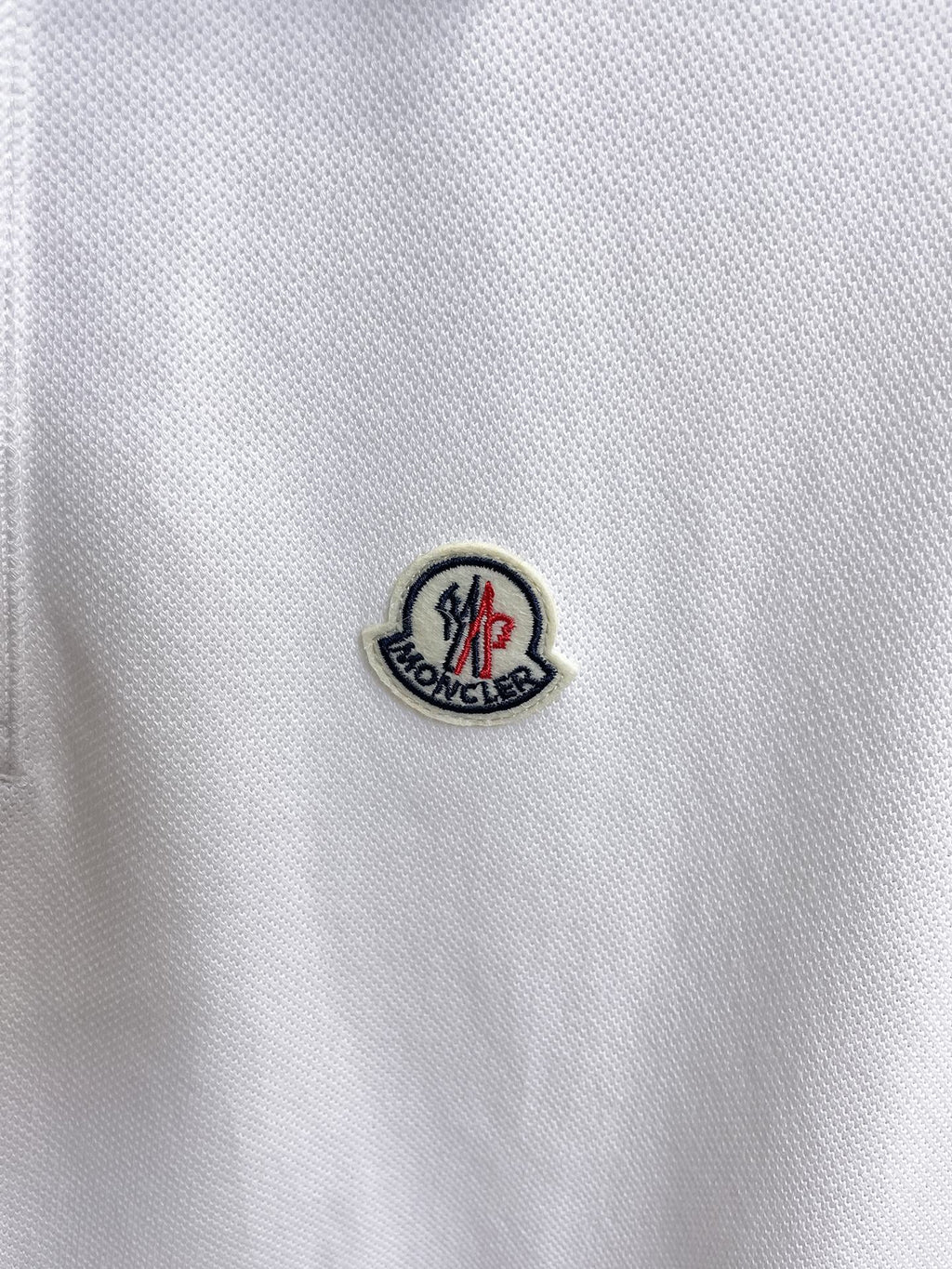 Moncler Striped‑Trim Short‑Sleeve Polo Shirt (White)