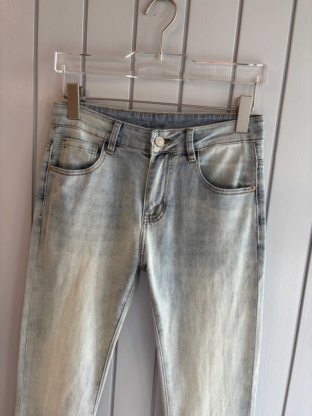 Moncler Light Wash Badge Denim Jeans