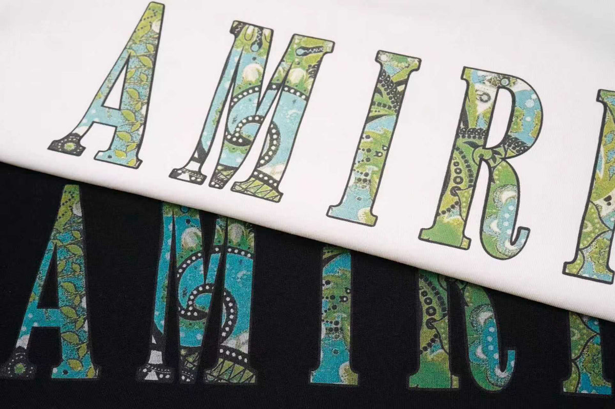 Amiri Camo Monogram Chest Graphic Crew‑Neck Short‑Sleeve T‑Shirt