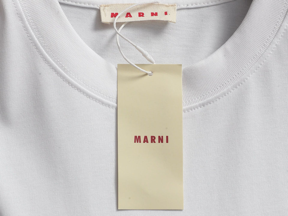 MARNI Floral Inlay Logo Crew Neck Short‑Sleeve T‑Shirt