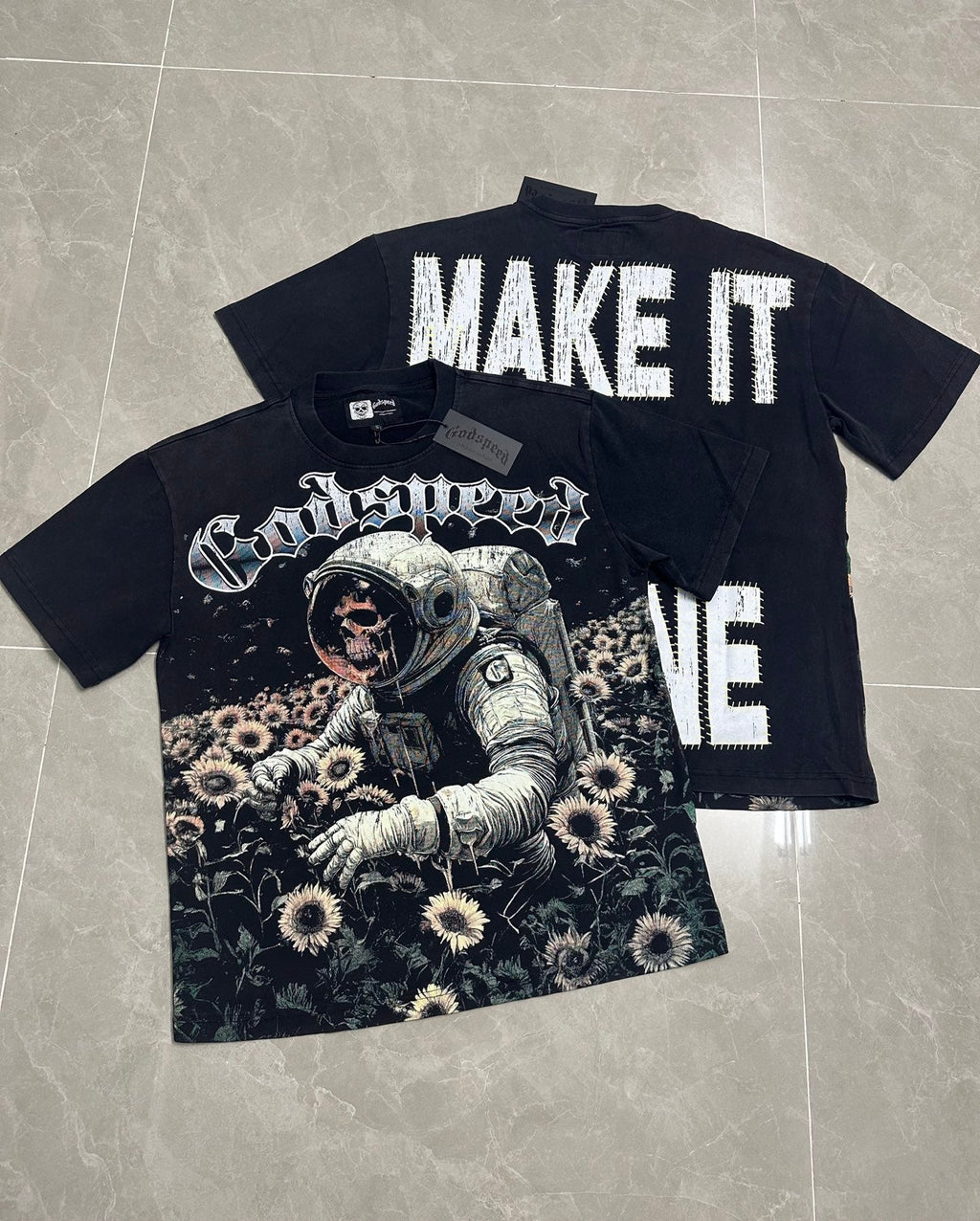 Godspeed Astronaut Sunflower "Make It All In One" Vintage Short‑Sleeve Tee