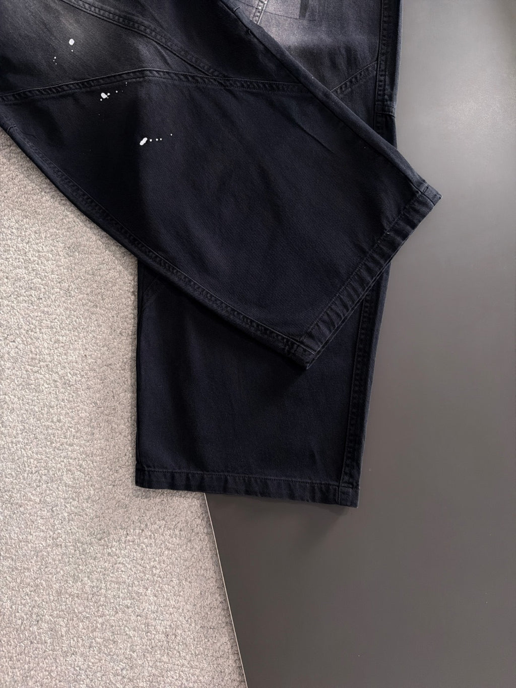 Men's Splatter Paint Wide‑Leg Casual Pants, Elastic Drawstring Waist Rider Embroidery Trousers