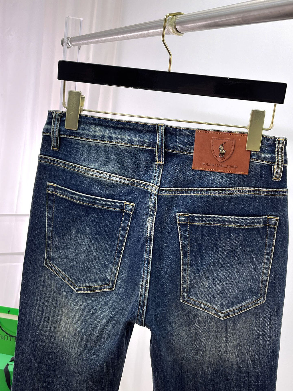 Ralph Lauren Men's Vintage Washed Slim Straight Denim Jeans With Gold‑Tone Hardware